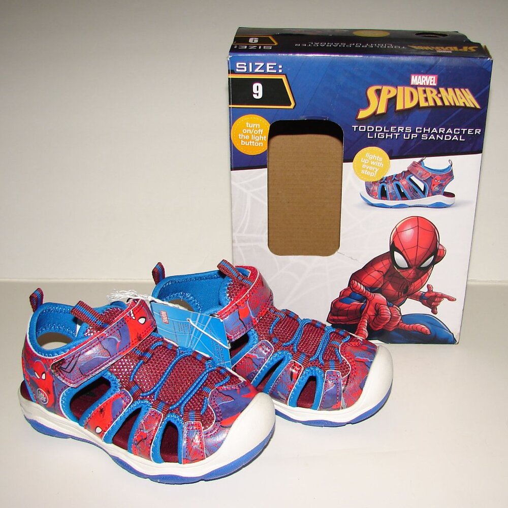 Disney LED Light Up Sport Sandals Summer Cartoon Spiderman Casual Beach size 9